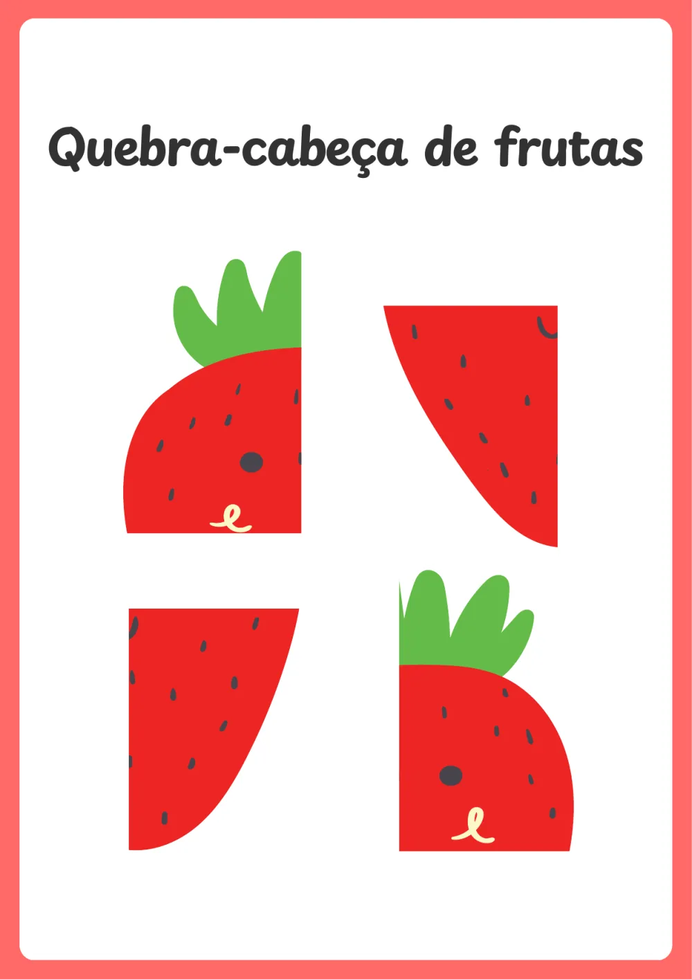 Quebra Cabeça de Frutas — Pronto para Imprimir