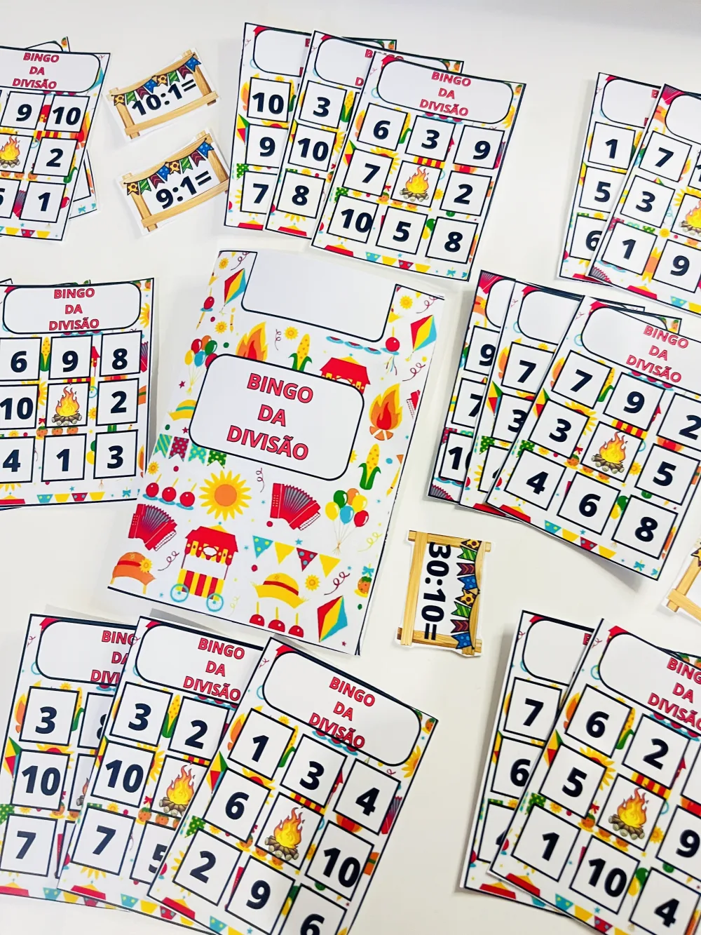 Bingo Junino da Divisão — Pronto para Imprimir