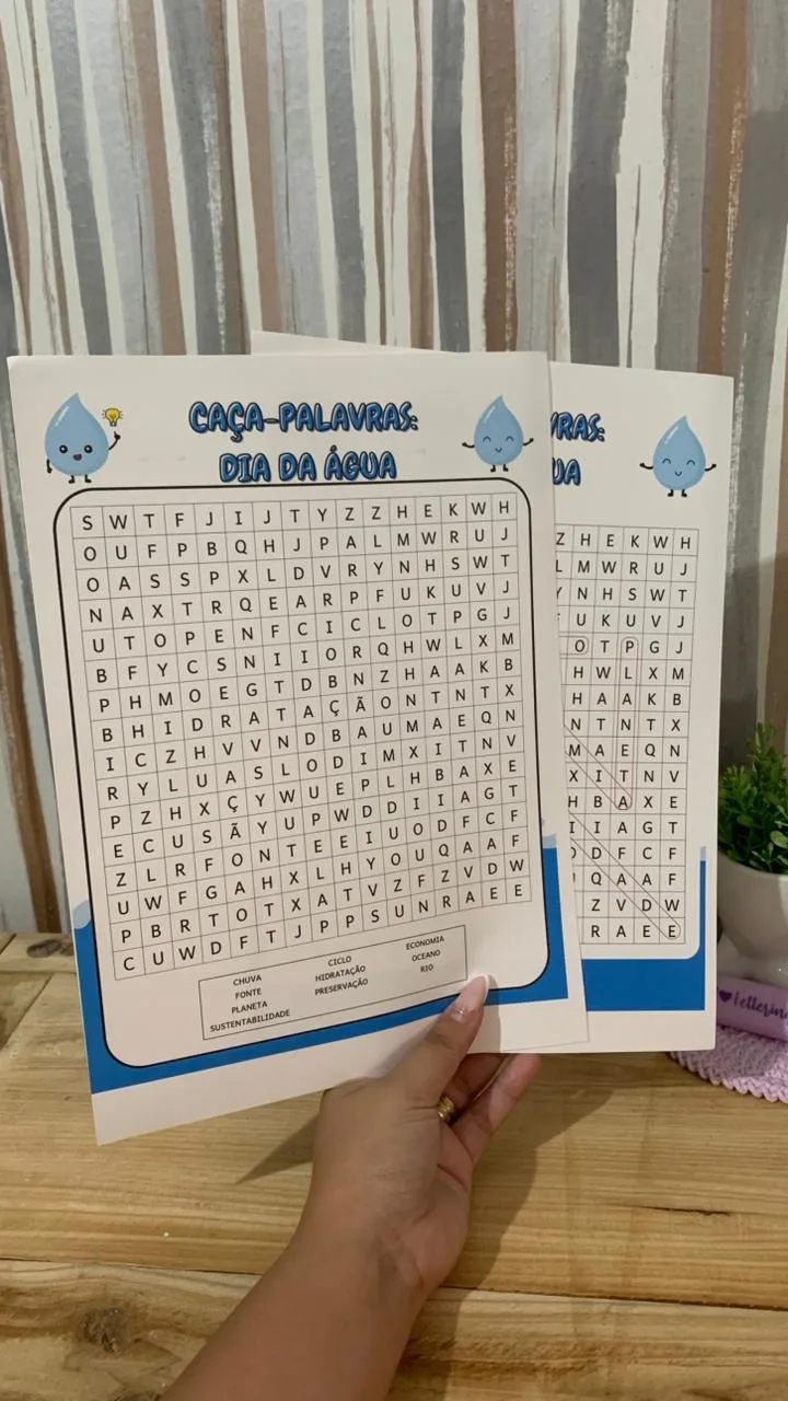 Caça Palavras Dia da Água — Pronto para Imprimir