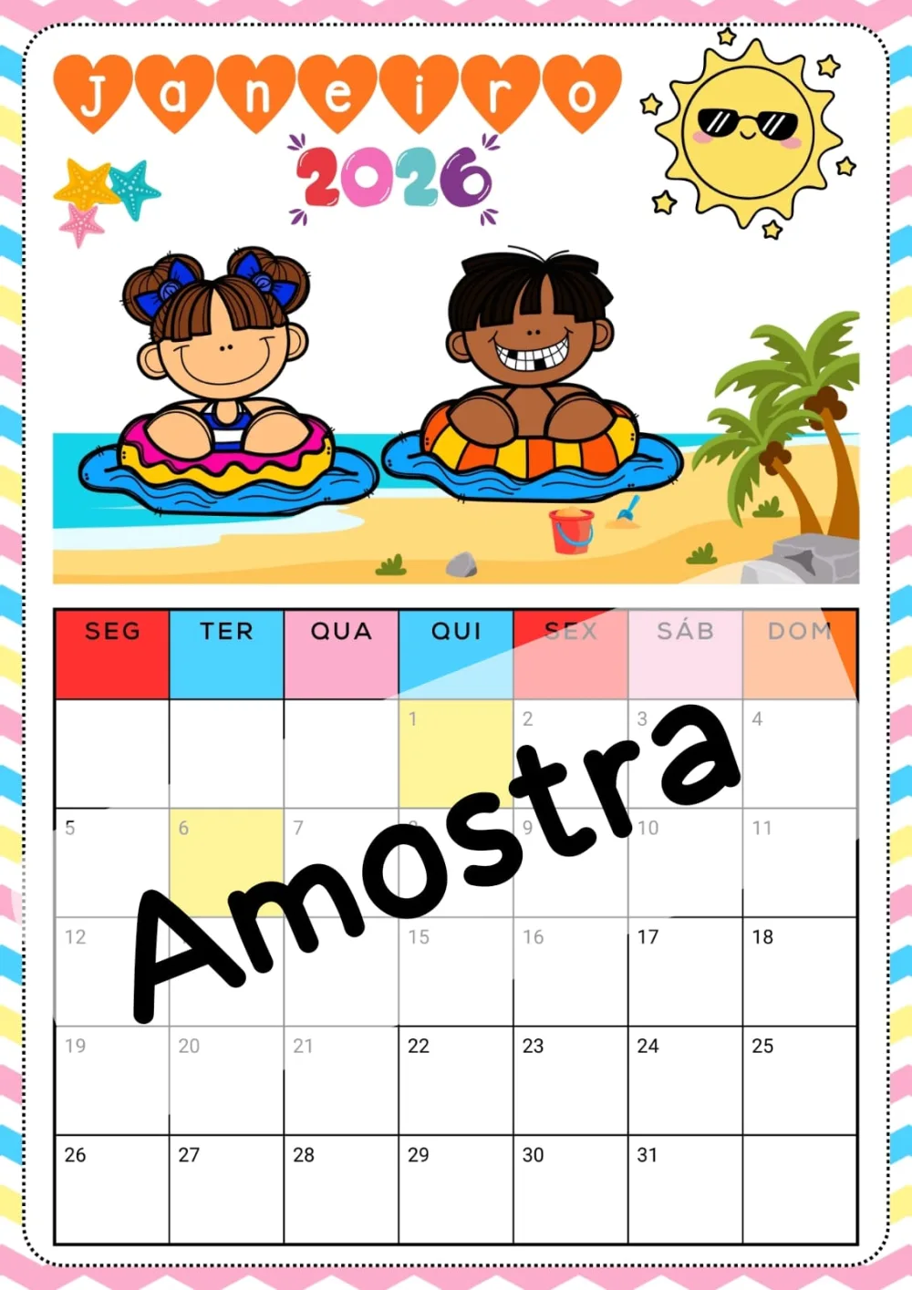 Calendário Mensal — Pronto para Imprimir