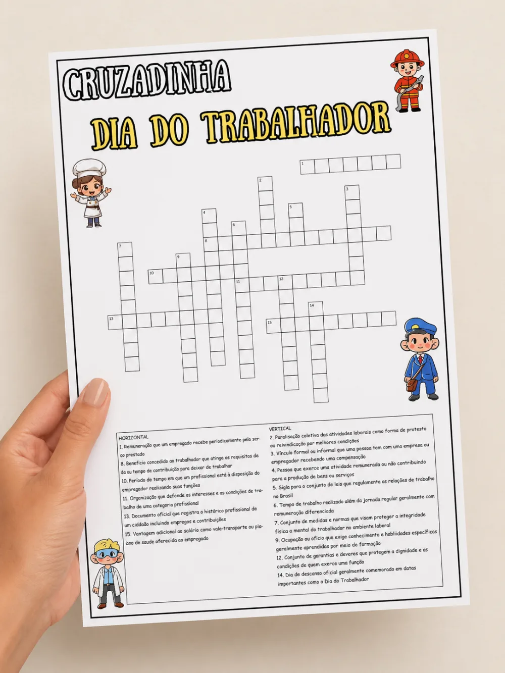 Cruzadinha das Profissões — Pronto para Imprimir