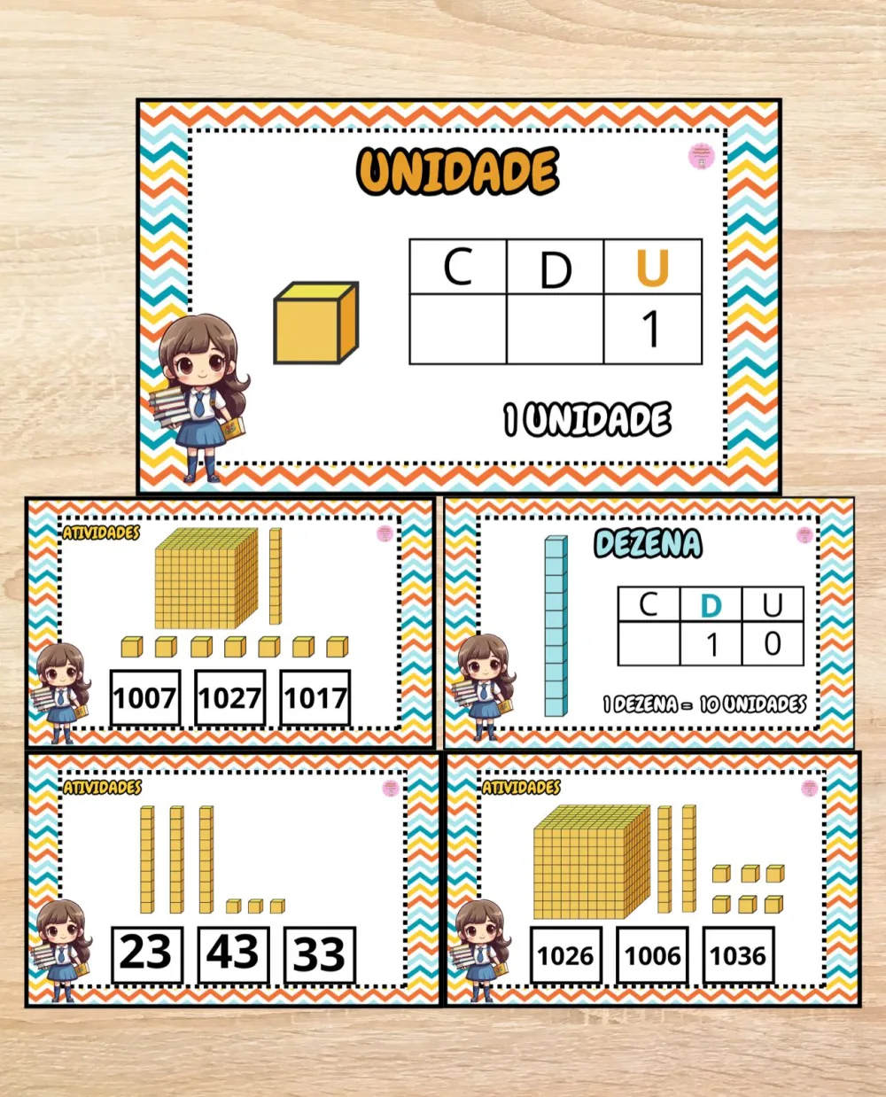 Fichas Material Dourado — Pronto para Imprimir