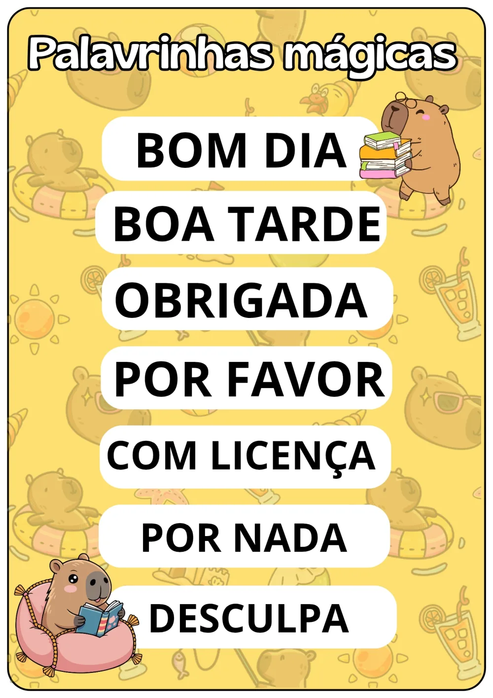 Kit Sala Capivara — Pronto para Imprimir