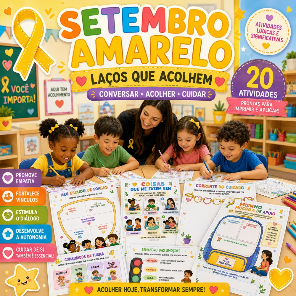 Kit Setembro Amarelo  20 Atividades Lúdicas para Imprimir 2026