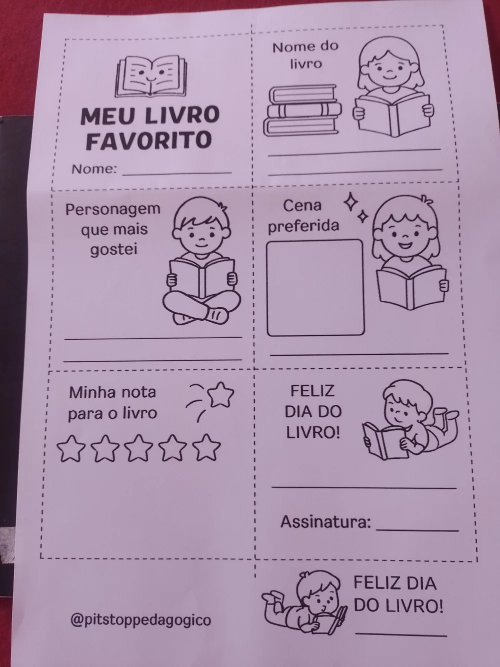 Livrinho para Colorir Dia do Livro — Pronto para Imprimir