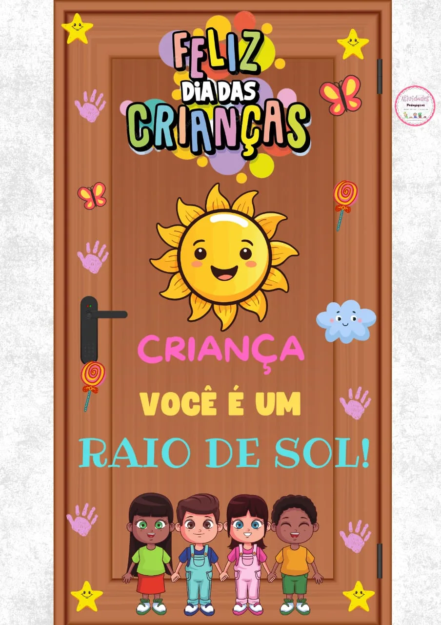 Painel de Porta Dia das Crianças — Pronto para Imprimir