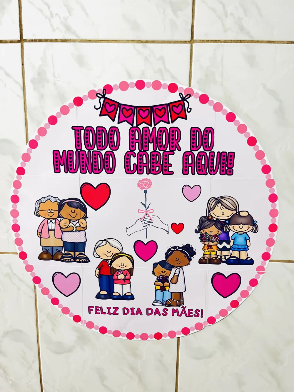 Painel Dia das Mães Redondo — Pronto para Imprimir