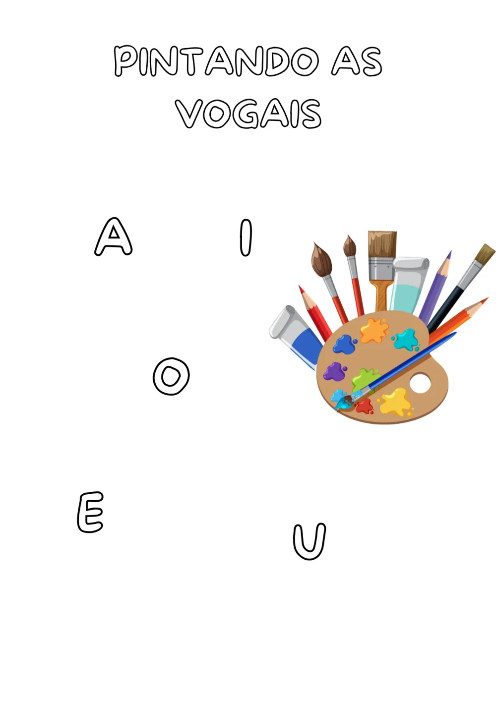 Pintando as Vogais — Pronto para Imprimir