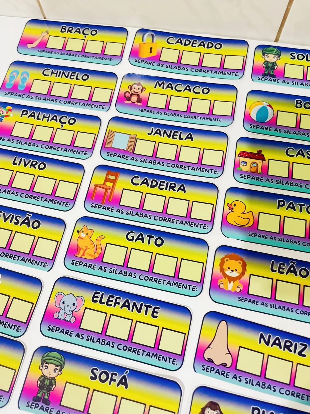 Separe as Sílabas — Pronto para Imprimir
